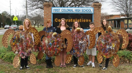 High school students with their Trash Talking Turtles